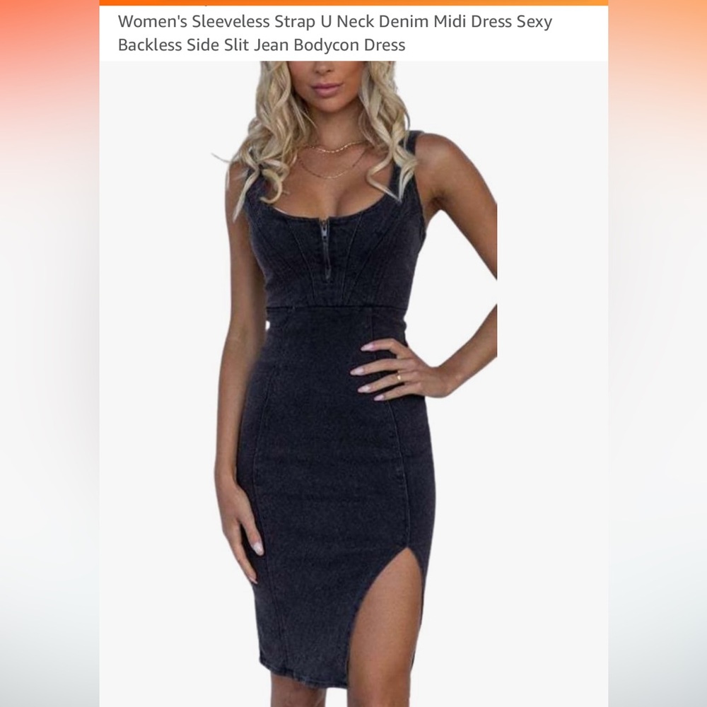 Distressed Denim Black Dress